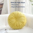 thumbnail image 3 of Velvet 15-Inch Round Decorative Pillow for Couch Décor (Light Yellow), 3 of 7