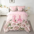 thumbnail image 2 of Manfei Monogrammed Letter 7-Piece Bedding Comforter Set,Bow Flower King Bedding Sets,Bling Glitter Ultra Soft Bed Sheets,Super Cozy Floral Room Decor,Reversible, 2 of 8