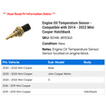thumbnail image 2 of Engine Oil Temperature Sensor - Compatible with 2014 - 2022 Mini Cooper Hatchback 2015 2016 2017 2018 2019 2020 2021, 2 of 2