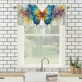 thumbnail image 3 of Watercolor Butterfly Rod Pocket Thermal Insulated Curtain Valance Dreamy Colorful Ink Painting Butterfly Thermal Insulated Room Darkening Curtain for Dinning Room 54 by 18 in, 1 Panel, 3 of 6