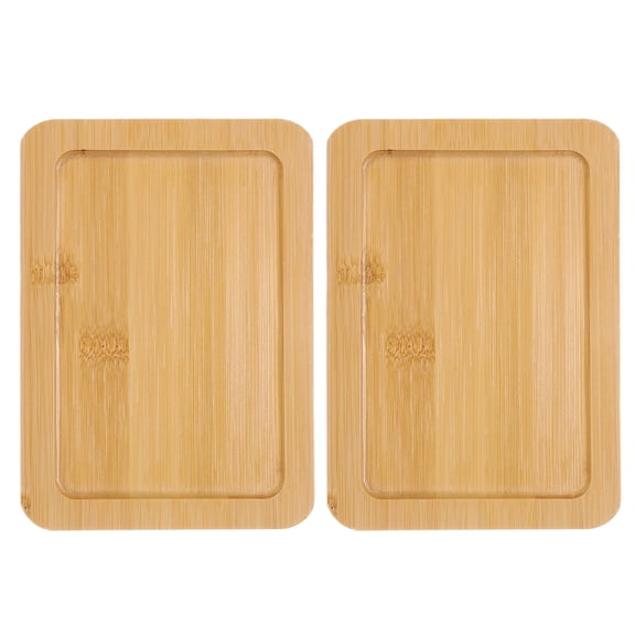 Uxcell 2 Pieces Bamboo Serving Tray 7.09" x 4.72" Rectangular Tea Tray Natural Bamboo Tabletop Serving Platters, Yellow