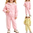thumbnail image 7 of AKOEE Girls Clothes Sets 2 Piece Ruffled Lace Trim Long Sleeve Zip Hoodie Jacket and Jogger Pants Tracksuits (3-4 Years, Pink), 7 of 7