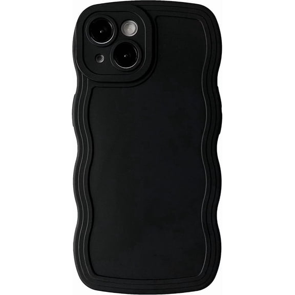 Case for iPhone 13 mini,iPhone 13 mini Case,Solid Cute Curly Wave Frame Shape Shockproof Bumper Soft Silicone Protective Phone Case for iPhone 13 mini,5.4" 2021 (Black)