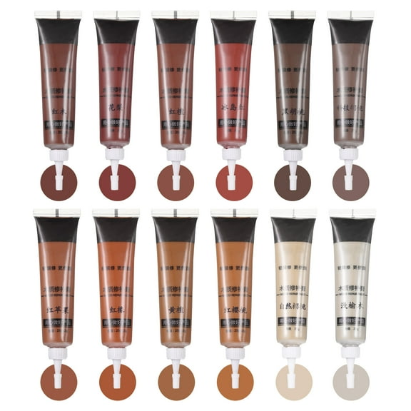 Uxcell 12 Colors Wood Filler Wood Scratch Repair Kit, Red Series