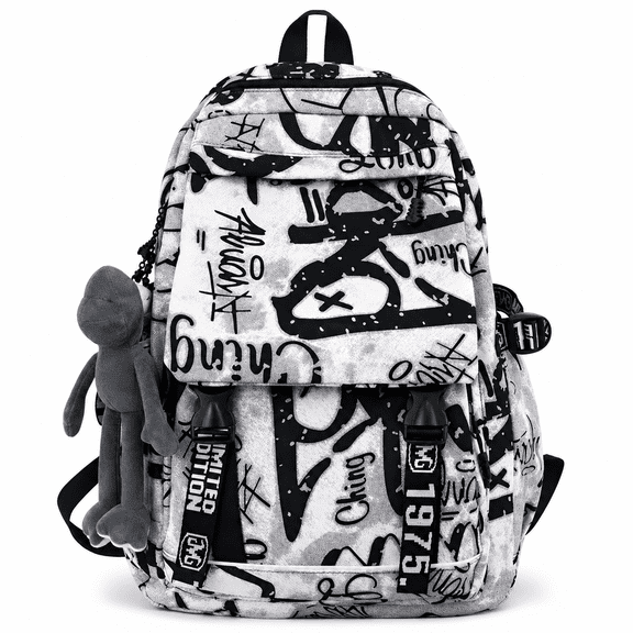 AOMRCOL 2026 New Large Capacity Backpack Cool Graffiti School Bags Sports Travel Backpack College Bag with Pendant for School, Travel, Hiking, Gym, Daily