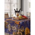 thumbnail image 6 of Orange Purple Spring Floral Table Cloth, Waterproof Tablecloth for Rectangle Tables, Vintage Botanical Summer Flower Reusable Washable Fabric Table Cover for Restaurant Kitchen Dining Tables 52"x70", 6 of 9