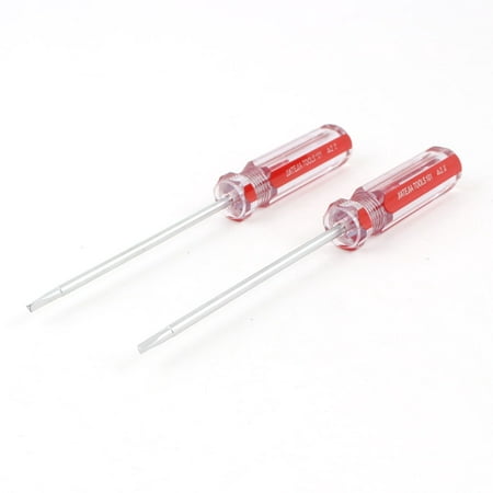 2 x Red Clear Handle 2mm Magnetic Tip 75mm Shaft Triangle