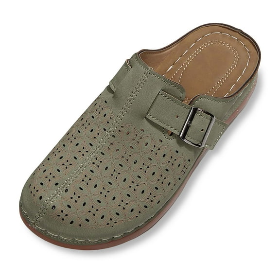 Daolelai Summer Wedge Heel Open Toe -On Thick Bottom Solid Color Breathable Large Size Women's Sandals Slippers