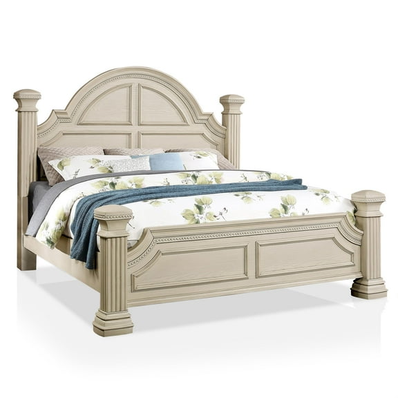 Furniture of America Charo Traditional Wood Queen Panel Bed in White