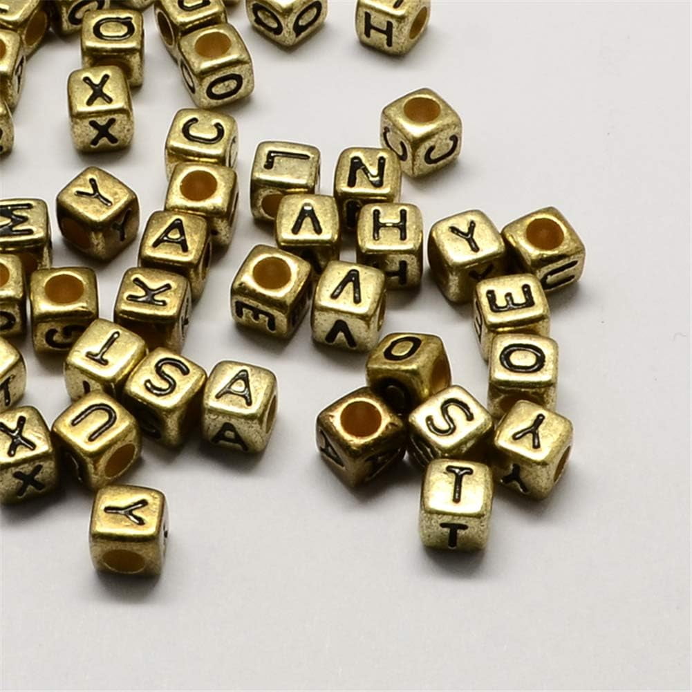500g Large Hole Acrylic Alphabet European Beads Cube Letter Loose Beads 6x6mm for DIY Crafs 2950pcs/500g Acrylic