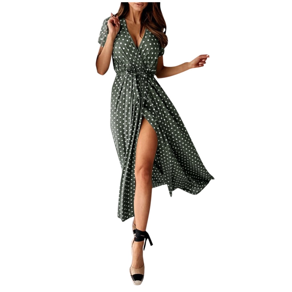 polka dot flowy dress