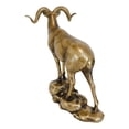 thumbnail image 2 of Large Country Wildlife Bighorn Sheep Ram Climbing On Rock Statue In Gold Patina, 2 of 9
