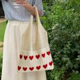 thumbnail image 5 of Yucurem Women Crochet Tote Handbag Heart Pattern Ladies Daily Handbag (Apricot Red) Fashion shoulder bag (B), 5 of 10