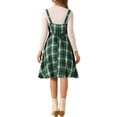 thumbnail image 3 of INSPIRE CHIC Women's Suspender Dress Retro Plaid Square Neck A-Line Midi Overall Dress XS Dark Green, 3 of 6