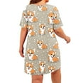 thumbnail image 4 of Fazvaoo Ladies Nightgowns Short Sleeve Short Nightdress Spring Summer Loose Cute Animal Print Print Pajama(Gray,Size XL-5XL), 4 of 6