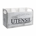 thumbnail image 1 of White Kitchen Utensil Holder Wooden Countertop Utensil Organizer With 3 Compartments Large Cooking Tool Organizer Kitchen Utensil Caddy Housewarming Cooking Laundry Glass Containers for Organizing, 1 of 4