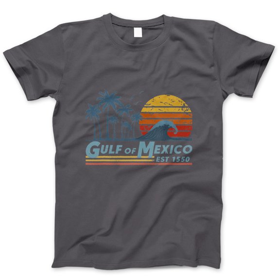 Gulf of Mexico T-Shirt – Retro Beach Wave and Sunset Graphic Tee, Palm Tree Ocean Shirt, Unisex Vacation Top