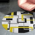 thumbnail image 4 of Black Yellow Geometric Lines Modern Art Round Carpet Circle Rug Outdoor Patio Area Rug Washable Large Area Rugs Hallway Room Decor Fitness Mats, 4 of 8