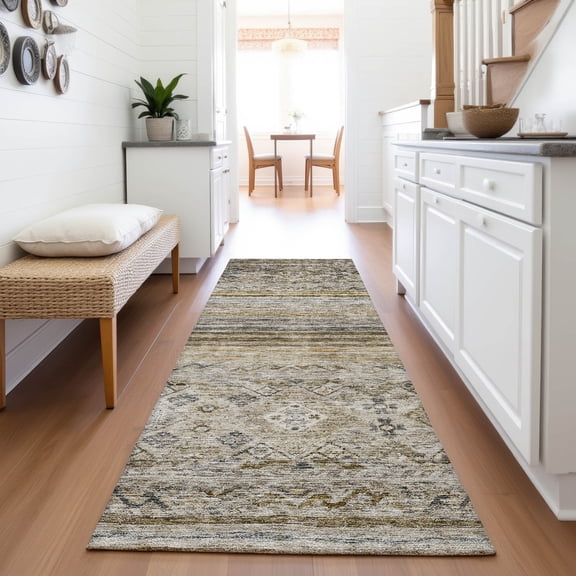 Addison Rugs Mayfield Premium Machine Washable Transitional Global Brown Runner Rug, 2'3" x 7'6"
