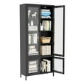 thumbnail image 4 of Metal Storage Display Cabinet, Black Curio Storage Cabinet with 4 Glass Doors & 5 Shelves, Tall Bookcase Modern Freestanding Bookshelf Cabinet for Home Office, Living Room, Pantry, 4 of 8