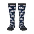 thumbnail image 3 of Camiones de correo: calcetines con diseño en azul, accesorios para mujeres y hombres, calcetines de vestir flexibles, 3 of 5