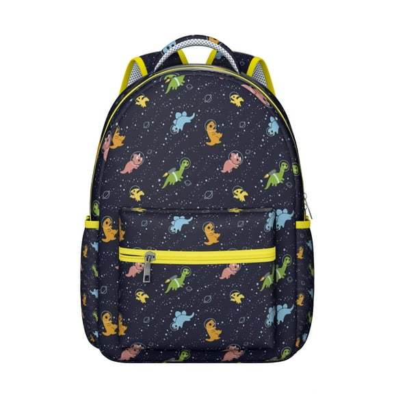Cartoon Dino Print Backpack Waterproof Lightweight School Bag for Everyday Use Compact Travel Daypack with Comfortable Straps