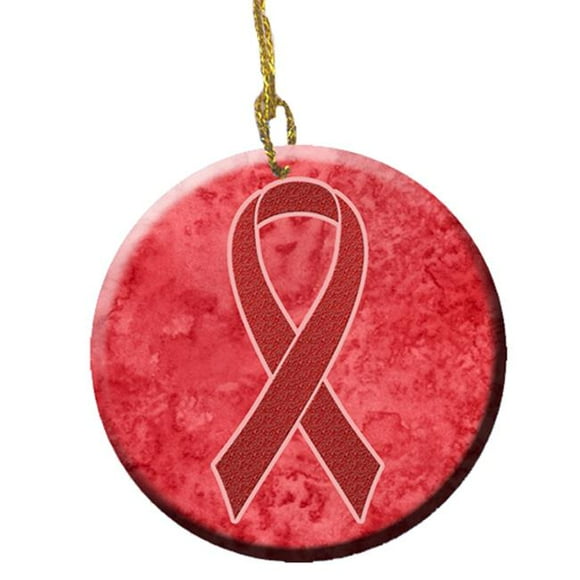 Red Ribbon for Aids Awareness Ceramic Ornament, 2.81 Dia