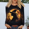 thumbnail image 4 of thefmos Women's Round Neck Halloween Print Top Long Sleeve Solid Color Casual Pullover Fashion Fall Winter Outfit, Multicolor 2XL, 4 of 6
