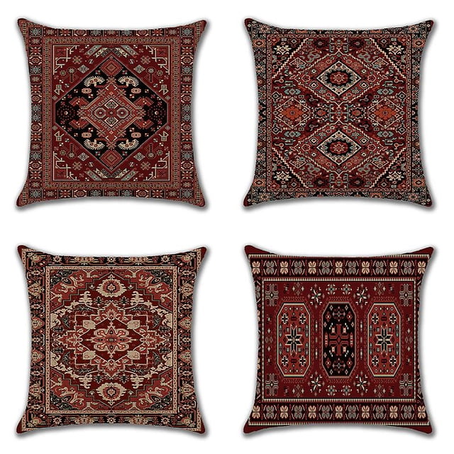Juego de 4 Fundas de Almohadas Decorativas Geométricas Persas TANGJMXG 18 x 18 Terciopelo
