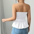 thumbnail image 7 of Women's Tube Tops Summer Casual Strapless Bandeau Tank Tops Fashion off the Shoulder Blouses Pleated Shirts (XL, White), 7 of 7