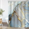 thumbnail image 3 of Abstract Marble Shower Curtain, Blue Ombre Shower Curtains Set with 12 Hooks, Decor Waterproof Bathroom Curtain, 72x84, 3 of 6