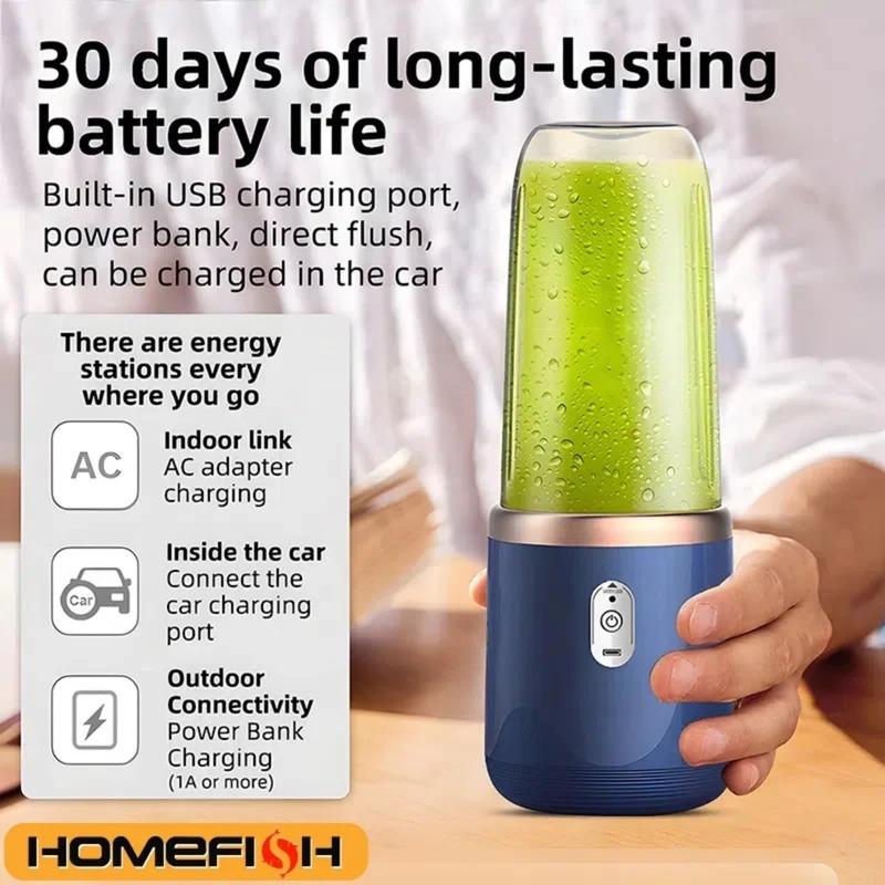 Portable Juicer Blender 400ml Electric Fruit Juicer USB Charging Lemon Orange Fruit Juicing Cup Smoothie Blender Machine