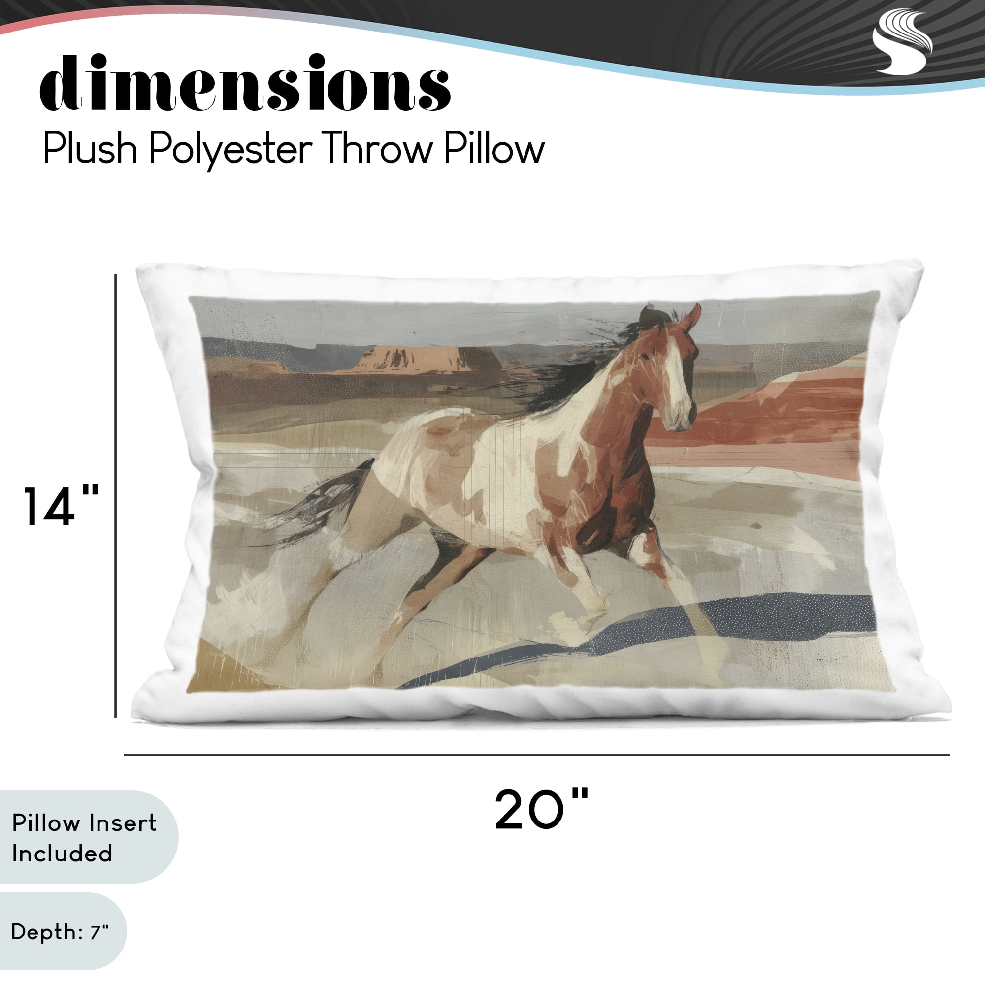 Stupell Industries Wild Horse Across Plains Decorative Printed Throw Pillow, design by Chromatic Storm Studio, 14 x 7 x 20