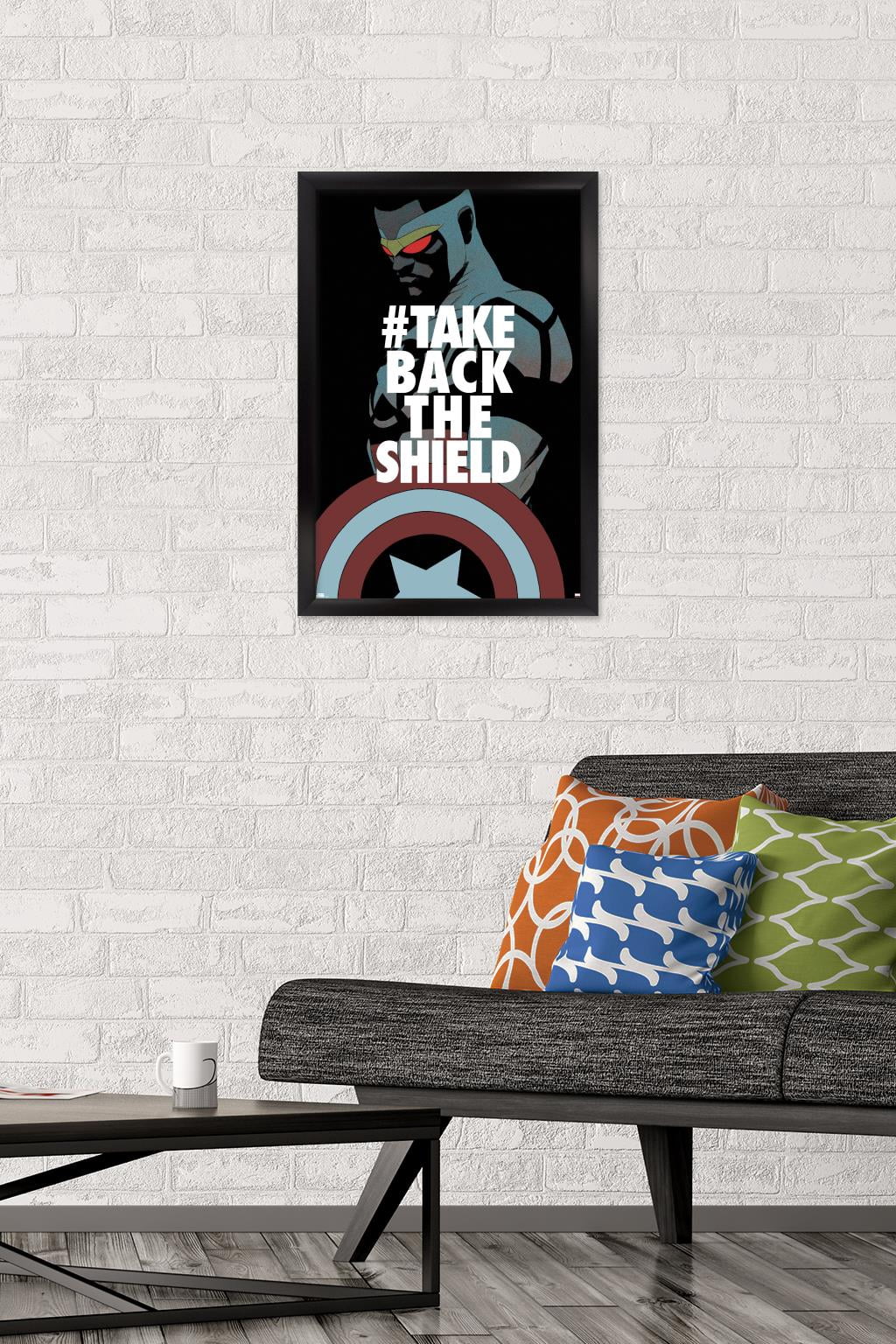 Marvel Comics - Falcon - Take Back the Shield Wall Poster, 14.725" x 22.375", Framed