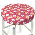 thumbnail image 3 of Zufioo Piggy Sunflower Print Round Bar Chair Cushion Cover, Elastic Round Stool Protector, Dustproof and Non-slip Bar Kitchen Restaurant Chair Mat-12 inch, 3 of 7