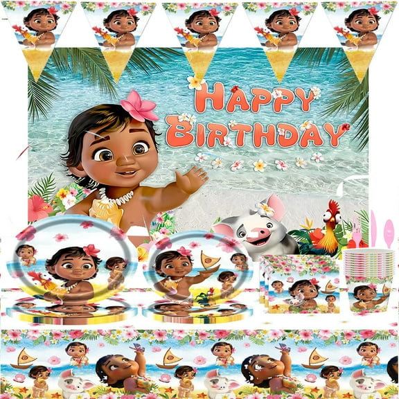 Princess Theme Party Decoration Party Decoration Set Birthday Party Decoration Supplies Balloons, Banner, Tablecover, Plates, Tableware Suitable for 10 people