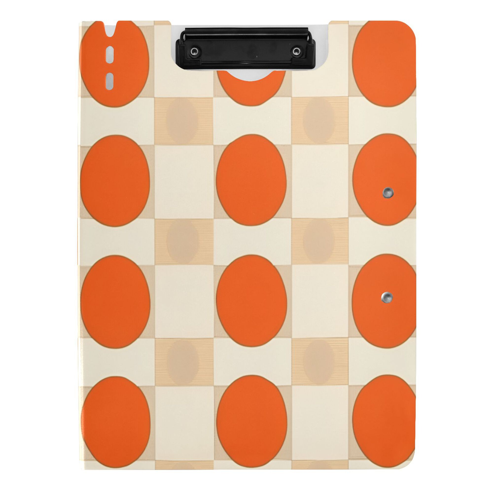 FORMRS A4 Clipboard Folder with Pen Holder Horizontal Foldable School Office Binder, Orange Geometric Circles