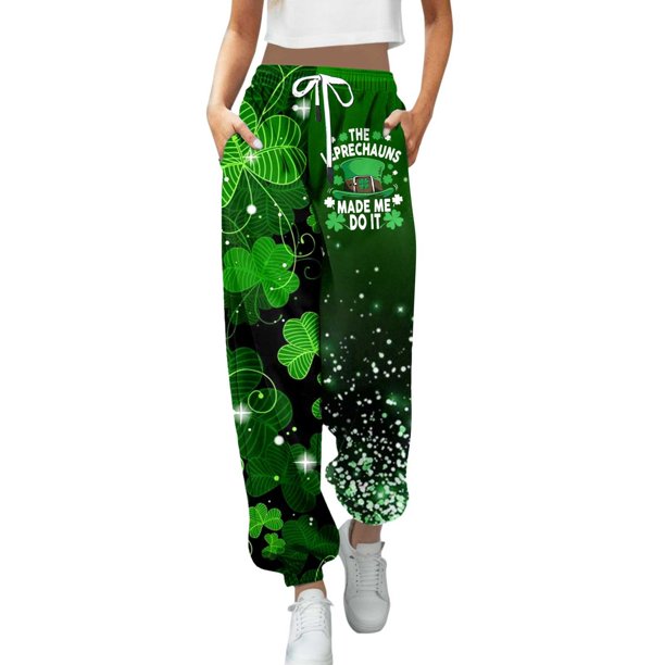 Gibobby pantalones de mezclilla para mujer Pantalones largos sueltos informales con estampado de St. Day para mujer (Café, S)