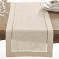 thumbnail image 1 of SARO  72 in. Rectangle Hemstitched Linen Blend Table Runner - Natural, 1 of 1