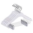 thumbnail image 3 of Quality White Wooden Kids Skirt/Pant Hanger, 100-Pack Non Slip Grip, Chrome Swivel Hook (100, 13" inch with Clips), 3 of 6