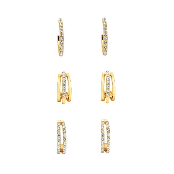 Believe By Brilliance 14kt Gold Flash Plated Cubic Zirconia Earring Set - 3 Pairs"