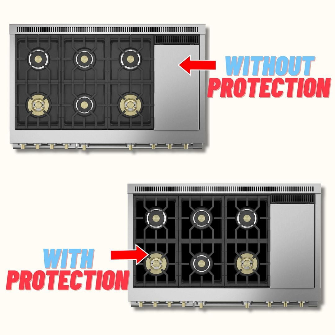 Premium Plus Stove Protectors for GE Gas Cooktop Model ZGP486NDTSS, Custom Cut, Easy to Clean Stove Liner, Made in the USA.