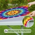 thumbnail image 6 of Colorful Tie Dye Star Mandala Square Fitted Tablecloth with Elastic Edge,Square Table Cover,Washable Elastic Table Cover for Home Kitchen Party Decor 36"x36", 6 of 6