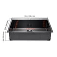 thumbnail image 4 of KFFKFF 33-inch Undermount Kitchen Sink, Top-Mounted 304 Stainless Steel Sinks, Single Bowl Basin for Farmhouse, Comes with Accessories, for RV, Kitchen Prep, and Bar Dishwasher Sinks Black, 4 of 9