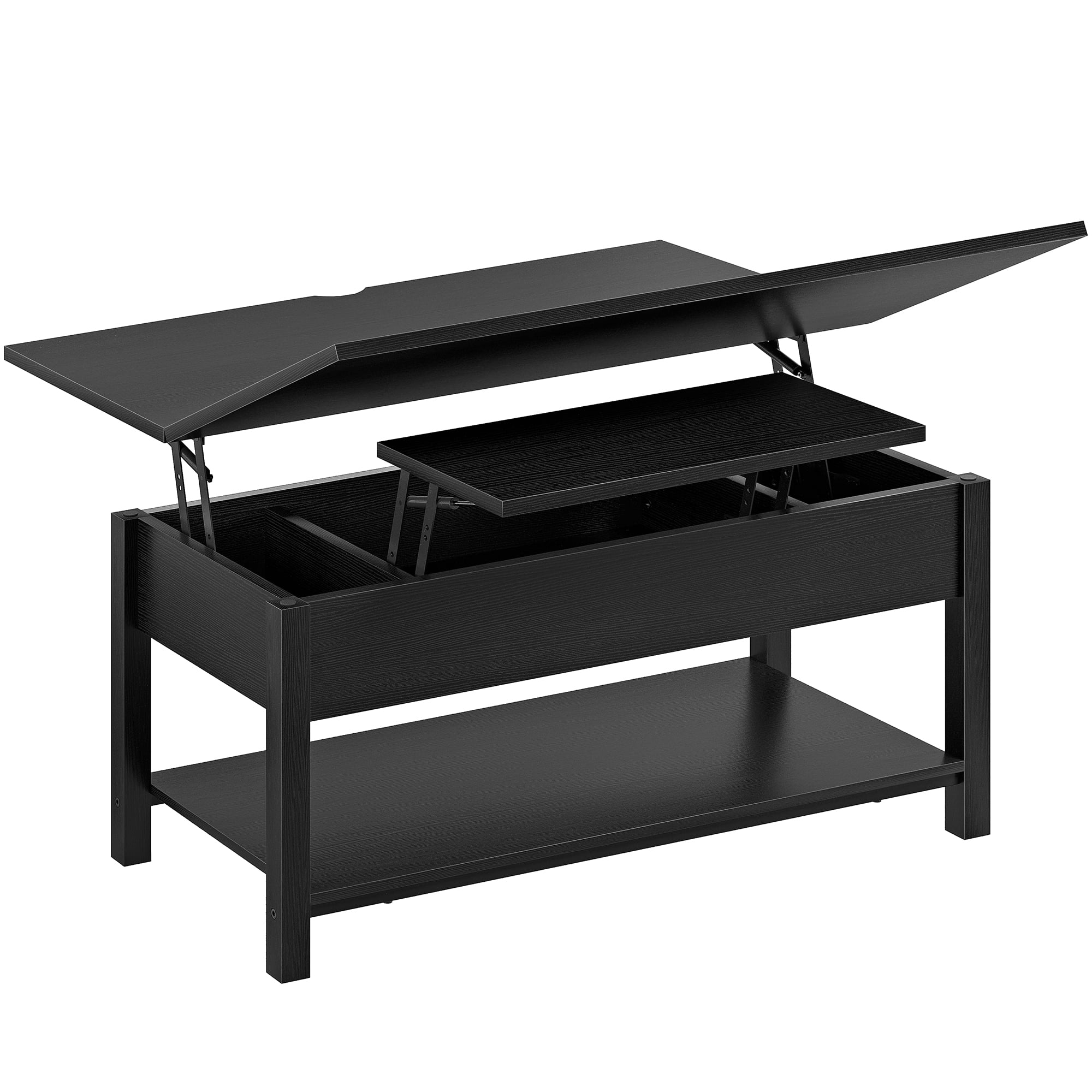 GUNAITO 40.9"Lift Top Coffee Table,4 in 1 Multi-Function Convertible Coffee Table with Hidden Storage Modern Framhouse Coffee Table for Living Room Black