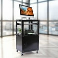 thumbnail image 3 of Miumaeov Steel Large AV Cart with Extra Storage - Adjustable Height Cart with Locking Cabinet, Pullout Tray, Power Strip and Easy to Assemble, 3 of 14