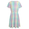 thumbnail image 5 of Rainbow Plaid Dress Fashion Beach Short Sleeve Dresses Female Party Printed Sundress, 5 of 7