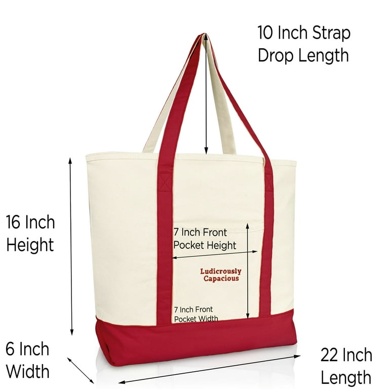Dalix Premium Embroidered Big Plain Large Canvas Tote Bag