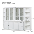 thumbnail image 2 of Retro Style Glass-Door Display Cabinets with Triangle Bookshelves - Space-Saving White Storage for Hallways, Living Rooms & Offices (2 Units, 75.25" Tall), 2 of 9