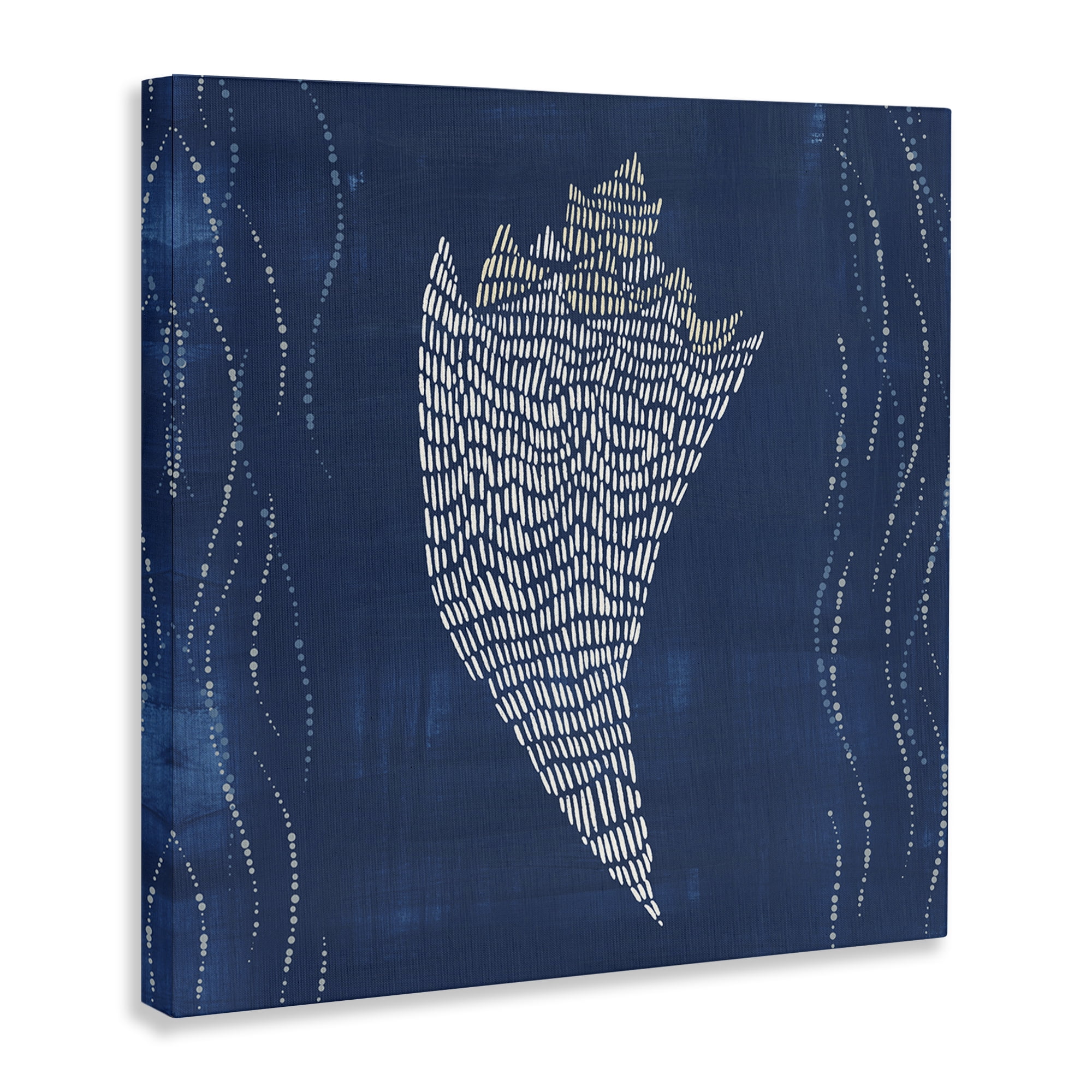 Stupell Industries Conch Shell on Blue Coastal Painting Gallery Wrapped Canvas Art Print Wall Art, 24 x 24